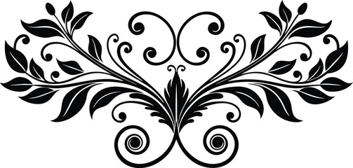 Elegant Black Flourish Elements Collection for Design Projects on Transparent Background
