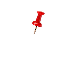 Red push pin on close-up note paper isolated on transparent background  
