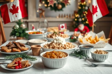 Naklejka premium Canadian Christmas Feast Display