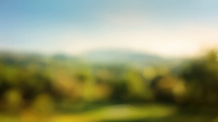 The blurred beauty of a tranquil green landscape in soft light.