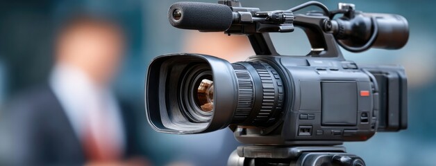 Camera setup for a professional presentation in a spacious conference room during an important event