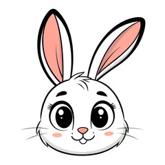 Obraz premium Bunny Head Minimal Art Black Line Transparent Design