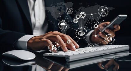 Global network connectivity and business operations management with technology and data