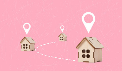 Modern art collage on the topic of navigation. GPS navigation. Transport logistics.	
