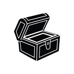 Open treasure chest silhouette vector art illustration