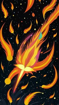 Animation of fire comets falling from the sky