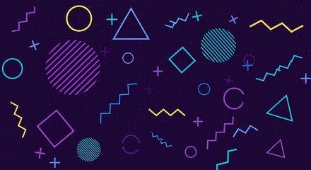 Colorful Geometric Shapes on Dark Background Abstract Design for Modern Art and Digital Graphics