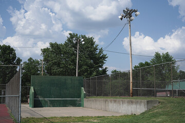 An Outdoor Racquetball Court in a Park.