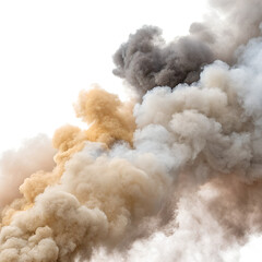 Intense Colored Smoke - Yellow and Gray - Isolated on Transparent Background 