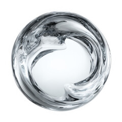 Elegant clear glass bowl with swirling design on a plain background