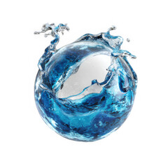 Water splashes in a circular shape showcasing vibrant blue tones in a dynamic display