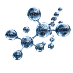 Molecule structure showcasing interconnected spherical forms depicting water in a scientific illustration