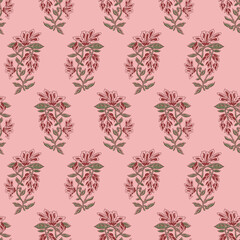 Abstract seamless color full ajrakh flower leaf bunch pattern