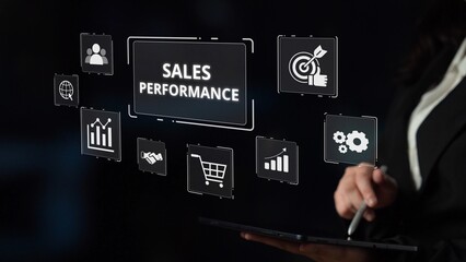 Digital sales performance dashboard showing sales performance metrics, performance trends, sales...