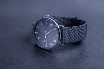 Wrist watch for women on black background