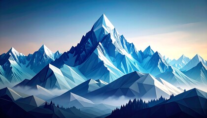 Snowy mountain range, polygonal style