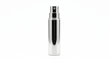 Silver perfume atomizer spray bottle, isolated on white background