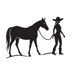 Cowgirl Walking With Horse Peacefully