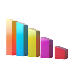 Bar Graph with Colorful Bars PNG
