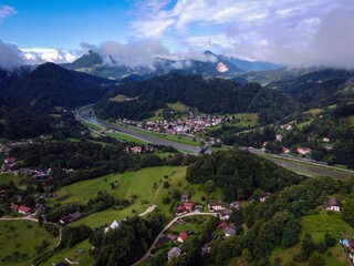 Obraz premium Panoramic countryside view around Celje Castle, Slovenia
