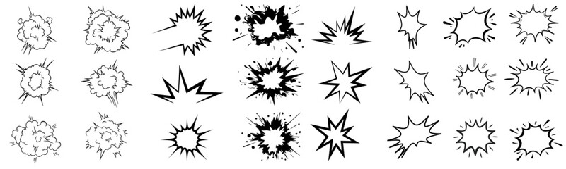 Explosive effect, dynamic explosion, energy filled vector silhouette. Perfect for comics, animations, designs. Unique, impactful visual effects
