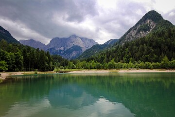 Jasna Lake scenic view by summer, Triglav national park, Slovenia