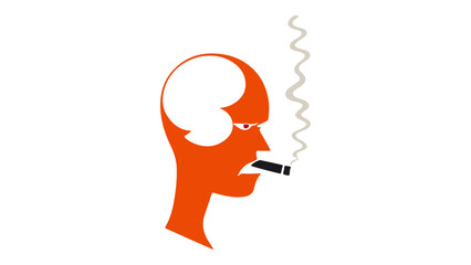 silhouette of a angry person with cigarette, abstract illustration of a angry person with smoking