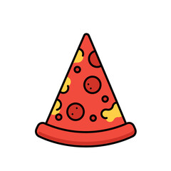 Fototapeta premium Red Pizza Slice Icon Pepperoni Cheese Simple Design