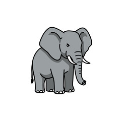 Fototapeta premium Cute cartoon elephant vector illustration with big ears and tusks