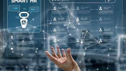 Smart HR system using AI and digital platforms for efficient recruitment, talent analytics,...