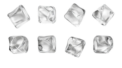 Realistic Crystal Clear Ice Cube with Sharp Edges and Transparent Texture Isolated on White Background

