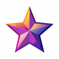 Vibrant five pointed star with gradient colors isolated on white background