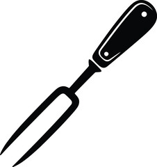 Obraz premium Simple black silhouette of a carving fork with a rounded handle
