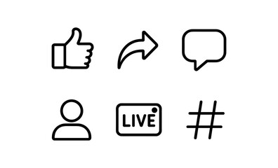 Modern social media icons set with popular symbols and simple line art style
