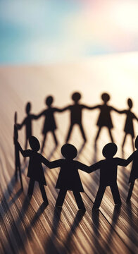 Paper people community teamwork collaboration unity support connection friendship partnership together circle group 10