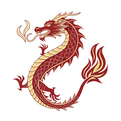  Curved Dragon Silhouette with Fire Elements for New Year Decor