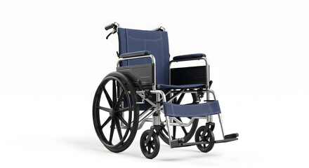 Fototapeta premium A blue fabric wheelchair designed for patient mobility and comfort