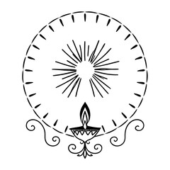 Diwali Oil Lamp Circular Design Illustration