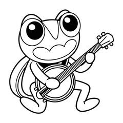 Obraz premium Frog Playing the Banjo Coloring Page