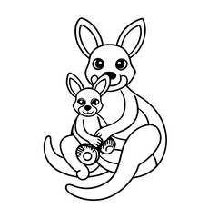 Kangaroo with a Baby Joey in Its Pouch Coloring Page
