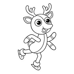 Fototapeta premium Reindeer Ice Skating with Joy Coloring Page