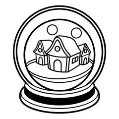 Snow Globe with a Tiny Village Coloring Page