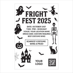Premium Halloween Flyer Design Template Within Black And White Background