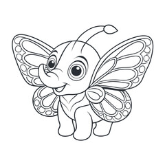 Fototapeta premium Baby Elephant with Butterflies Coloring Page