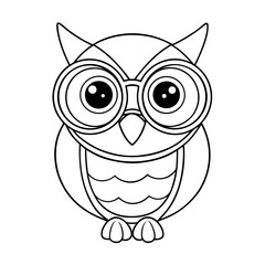 Fototapeta premium Baby Owl Wearing Glasses Coloring Page