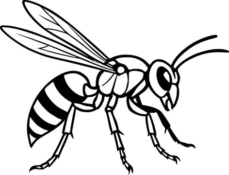 black and white wasp drawing clip art preview