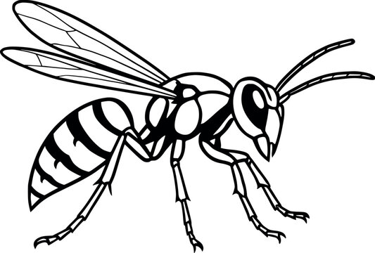 black and white wasp clip art preview