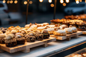night market delights, night market with local sweet treats, festival vibes, and bright lights
