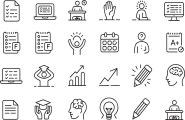 Fototapeta premium Simple Education & Learning Icons: Knowledge & Success