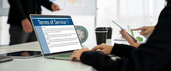 Online term of service conditions showing brisk rules and regulations in using the website on...